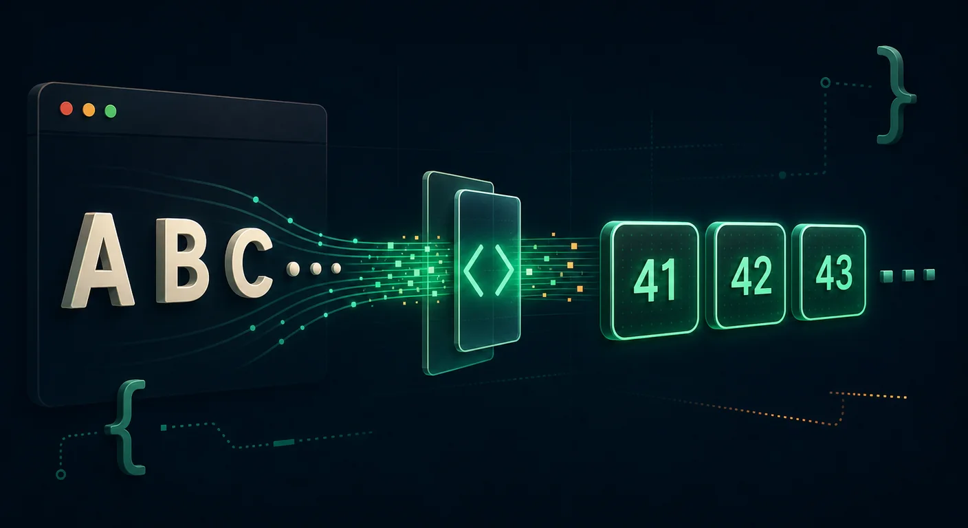 Illustration for the guide: ASCII to Hex in Python, JavaScript, C and Shell